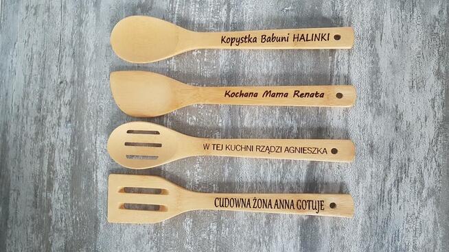 Łyżka łopatka KOPYSTKA drewniana bambusowa GRAWER NA ZAMÓWIE