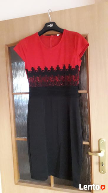 Sukienka M 38 - ołówkowa - elegancka, koronka