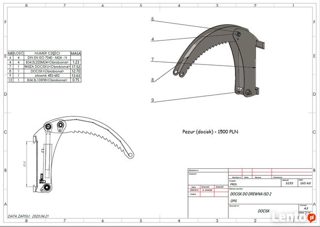 Paleciak widły do palet ciągnik tur euro ramka chwytak pazur