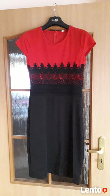Sukienka M 38 - ołówkowa - elegancka, koronka