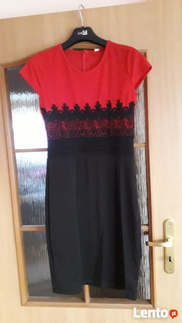 Sukienka M 38 - ołówkowa - elegancka, koronka