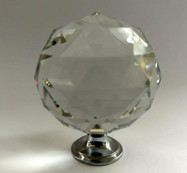 Uchwyt do mebli, gałka kryształowa- super kula 5 cm stopka c