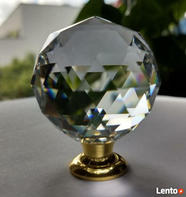 Gałka meblowa kryształowa- stopka złota