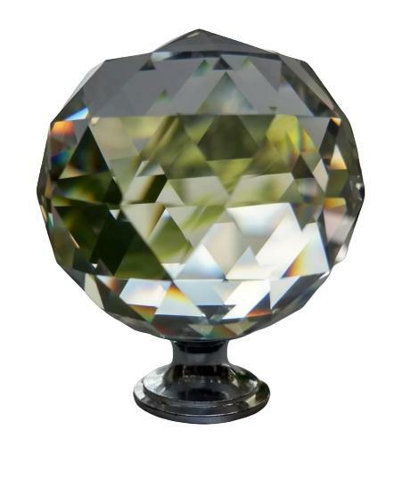 Uchwyt do mebli, gałka kryształowa- super kula 5 cm stopka c