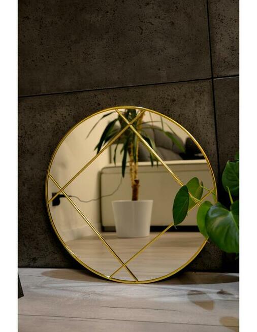 Lustro okrągłe koło ze szprosami złote szprosy EROS fi130