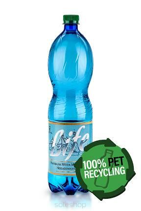 Woda Mineralna w butelce PET 1,5 l. z 100% RECYKLINGU