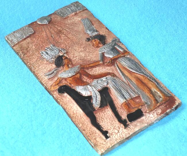 Tutanchamon Anchesenamon płaskorzeźba egipska Egipt relief