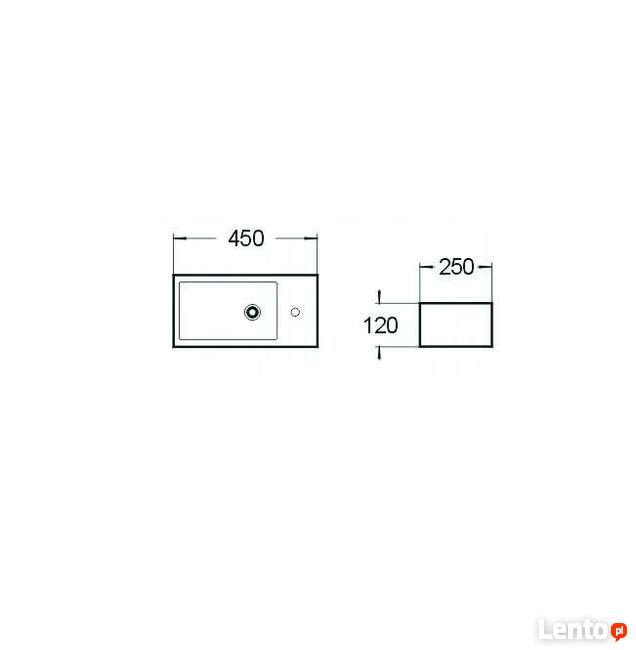 UMYWALKA ceramiczna 45x25 ŚCIENNA / NABLATOWA Prawa / Lewa