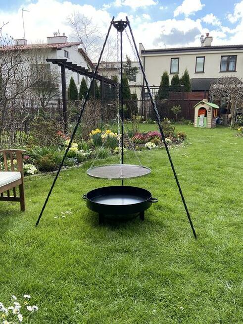 Grill gril Ogrodowy Wiszący Trójnóg | Palenisko | Ruszt 60cm