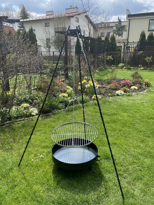 Grill gril Ogrodowy Wiszący Trójnóg | Palenisko | Ruszt 60cm