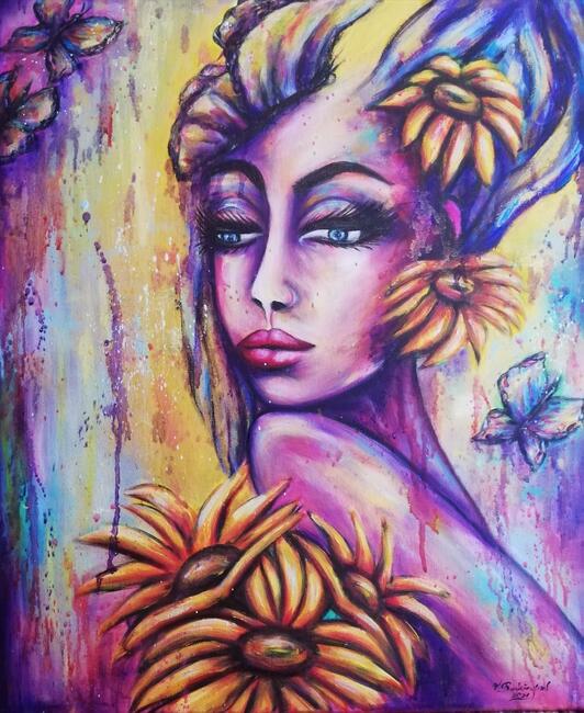 obraz olejny, kobieta, abstrakcja