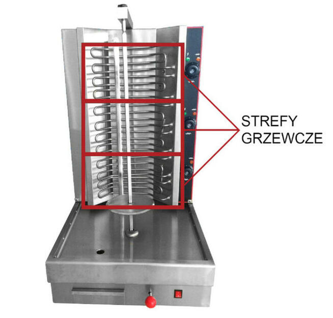 Mocny Opiekacz do mięsa elektryczny KEBAB GYROS 3 STREFY