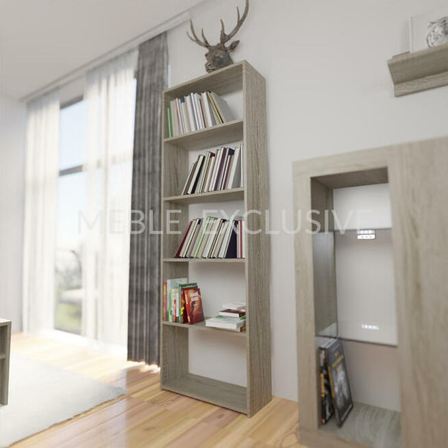 Regał 60 Książki Segregatory SONOMA/BIAŁA/WENGE Płyta 18mm