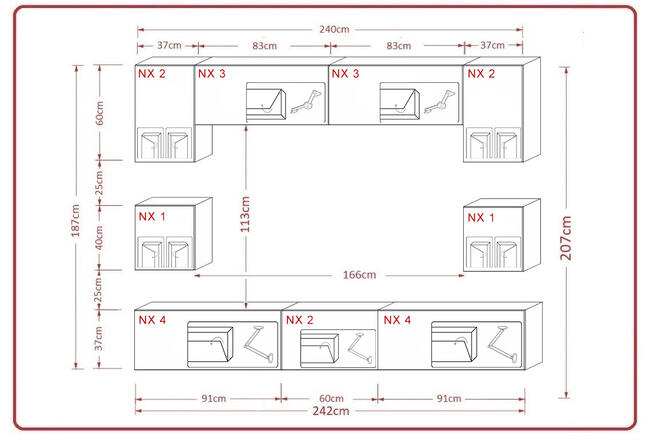 Zestaw salon meblościanka NOWARA N1 połysk Meble