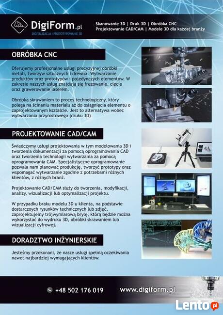 Druk 3D | Skanowanie 3D | Frezowanie CNC | Cięcie CNC |