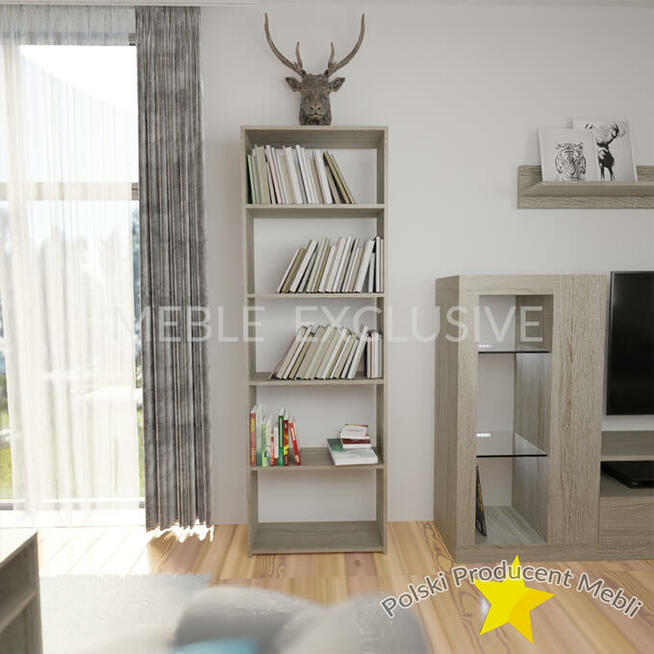 Regał 60 Książki Segregatory SONOMA/BIAŁA/WENGE Płyta 18mm