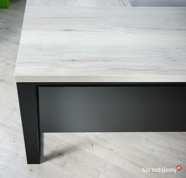 Biurko narożne prawe loft Dąb Halifax biały 160