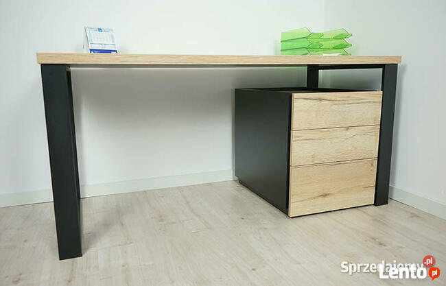 Biurko z kontenerkiem Halifax Naturalny 140 MebleKreator