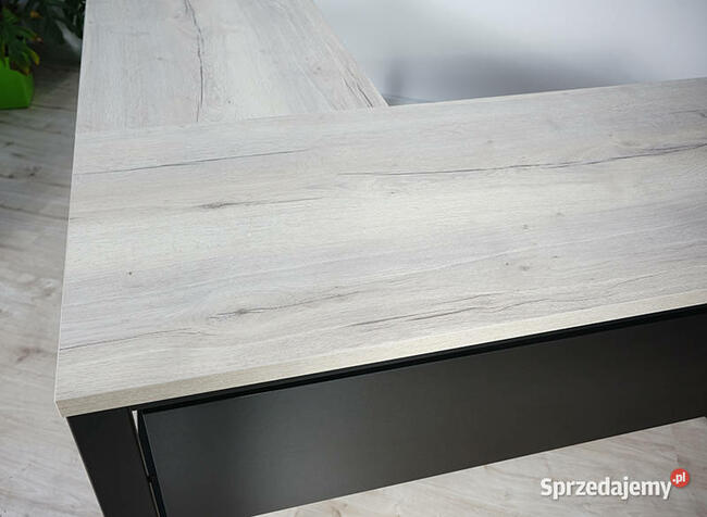 Biurko narożne prawe loft Dąb Halifax biały 160