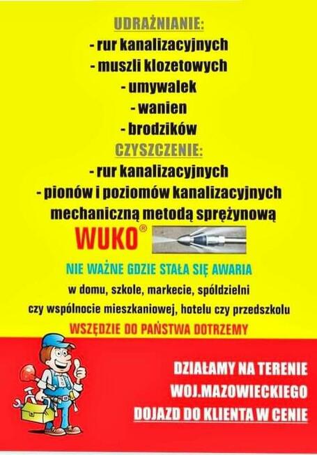 Hydraulik Udrażnianie Rur kanalizacji Kamera TV Wuko 24H