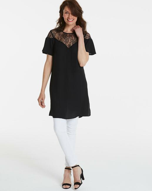 40 bluzka tunika czarna z koronką Capsule 98 cm