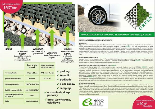KRATKA TRAWNIKOWA DROGOWA Parkingowa Stella Green 50x50x5