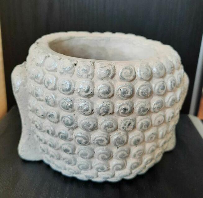 Budda doniczka pojemnik głowa ZEN srebrna osłonka twarz