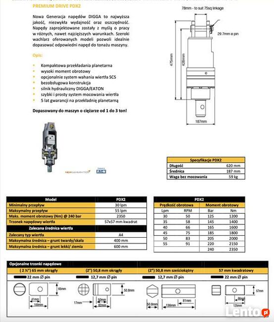 Wiertnica Digga PDX2 do mini koparek