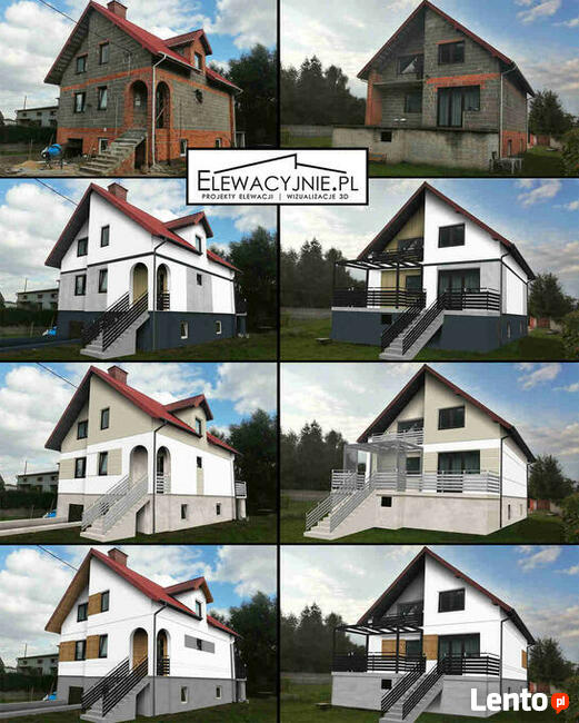Projekt elewacji, wizualizacje 2D/3D, projekty elewacja domu