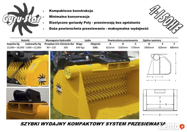 Łyżka przesiewająca GYRU-STAR do koparki, koparko ładowarki