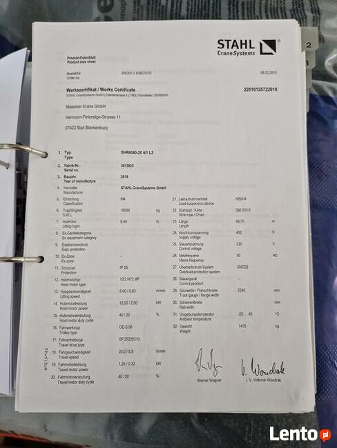 suwnice do hali 16 i 5 ton