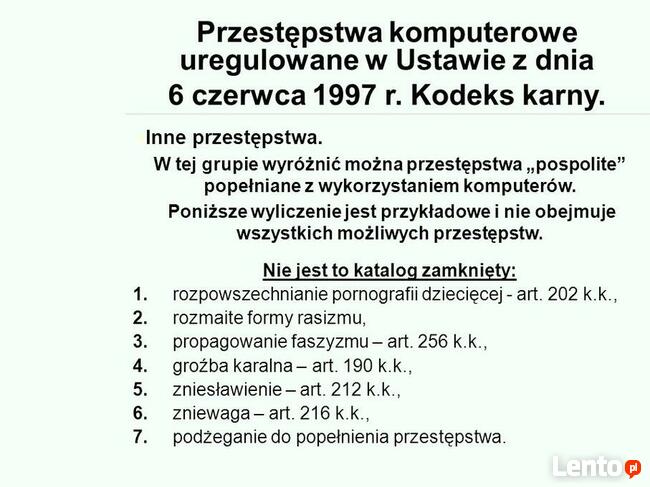 Przestępstwa -w Internecie Marek Zarządzki Radca Prawny