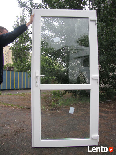 Drzwi PCV nowe, Białe 90x200 szyba-szyba LEWE PRAWE od ręki