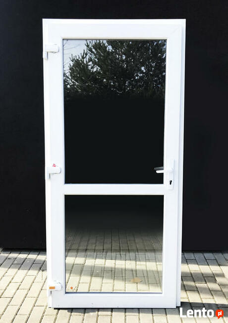 Drzwi pcv 90x210 kolor biały szyba panel od ręki