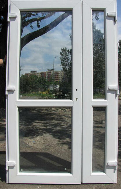 Drzwi PCV szyba panel 125x210 NOWE PVC biurowe białe od ręki