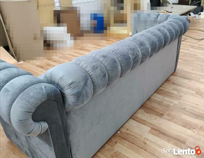 Sofa pikowana 260x90 z f spania szara