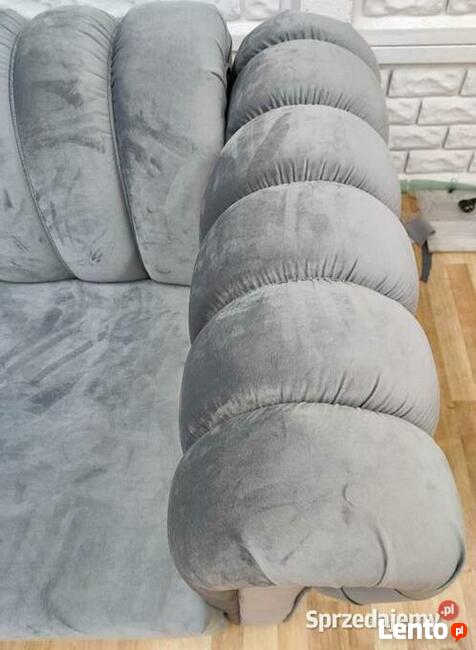 Sofa pikowana 260x90 z f spania szara