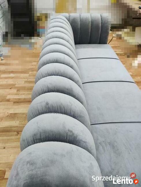 Sofa pikowana 260x90 z f spania szara