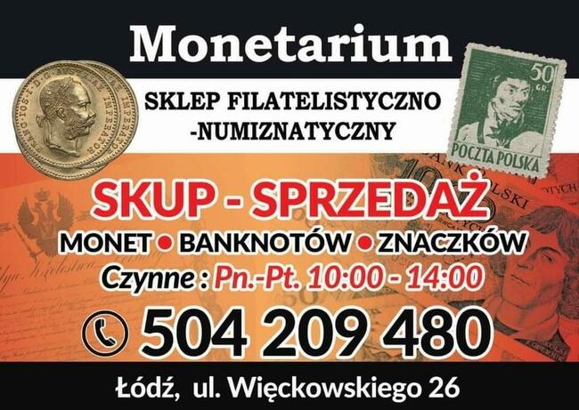 Skup monet, banknotów, znaczkow Łódź ul Więckowskiego 26