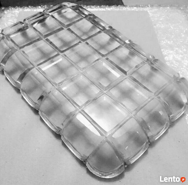 Patera na ciasto ze szkła grawerowanego