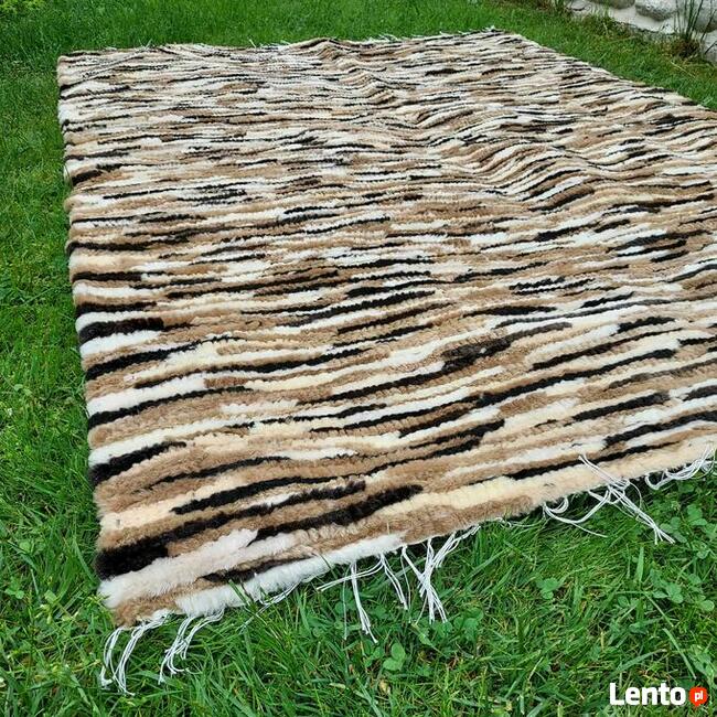 Ręcznie Tkane Dywany Narzuty Skóra Owcza Naturalna Komplet