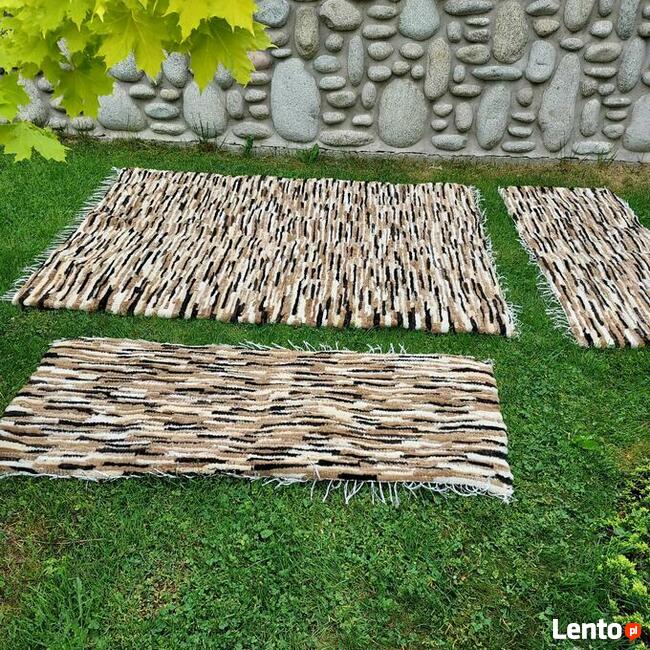 Ręcznie Tkane Dywany Narzuty Skóra Owcza Naturalna Komplet