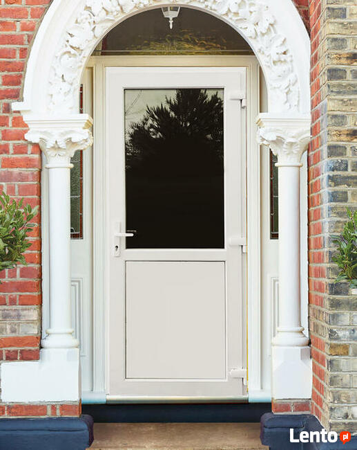 nowe drzwi kolor białe, szyba 110x210 wejściowe od ręki