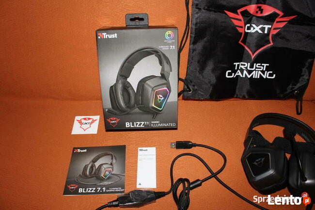 Słuchawki Trust GXT450 Blizz RGB + plecaczek Nowe