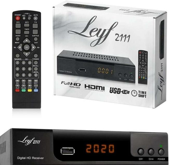 Tuner DVB-T2 Hevc Leyf 2111 + przewód HDMI