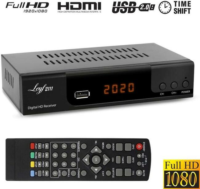 Tuner DVB-T2 Hevc Leyf 2111 + przewód HDMI