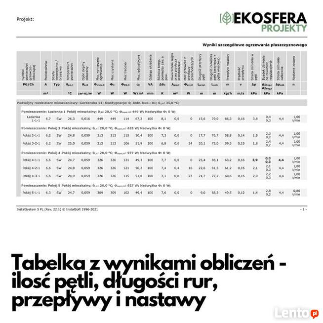 Projekt ogrzewania podłogowego i instrukcja UŁÓŻ SAM - 70 m2