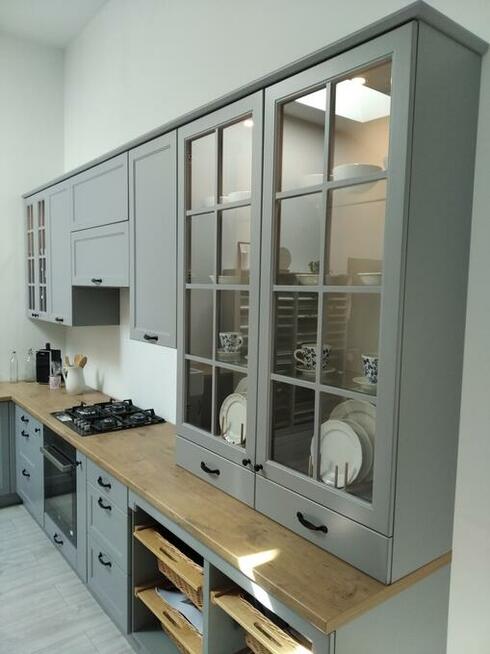 Zestaw mebli kuchennych RAL 7004 z blatem Dąb Lancelot