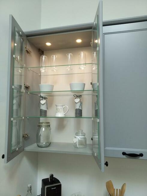 Zestaw mebli kuchennych RAL 7004 z blatem Dąb Lancelot