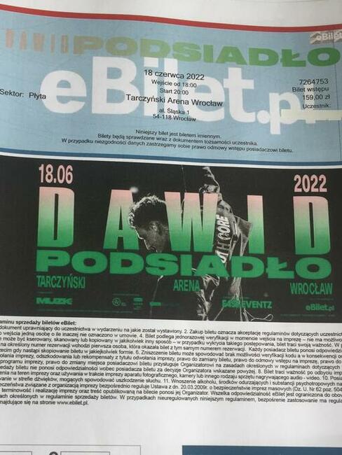 Bilety na koncert Podsiadło we Wrocławiu